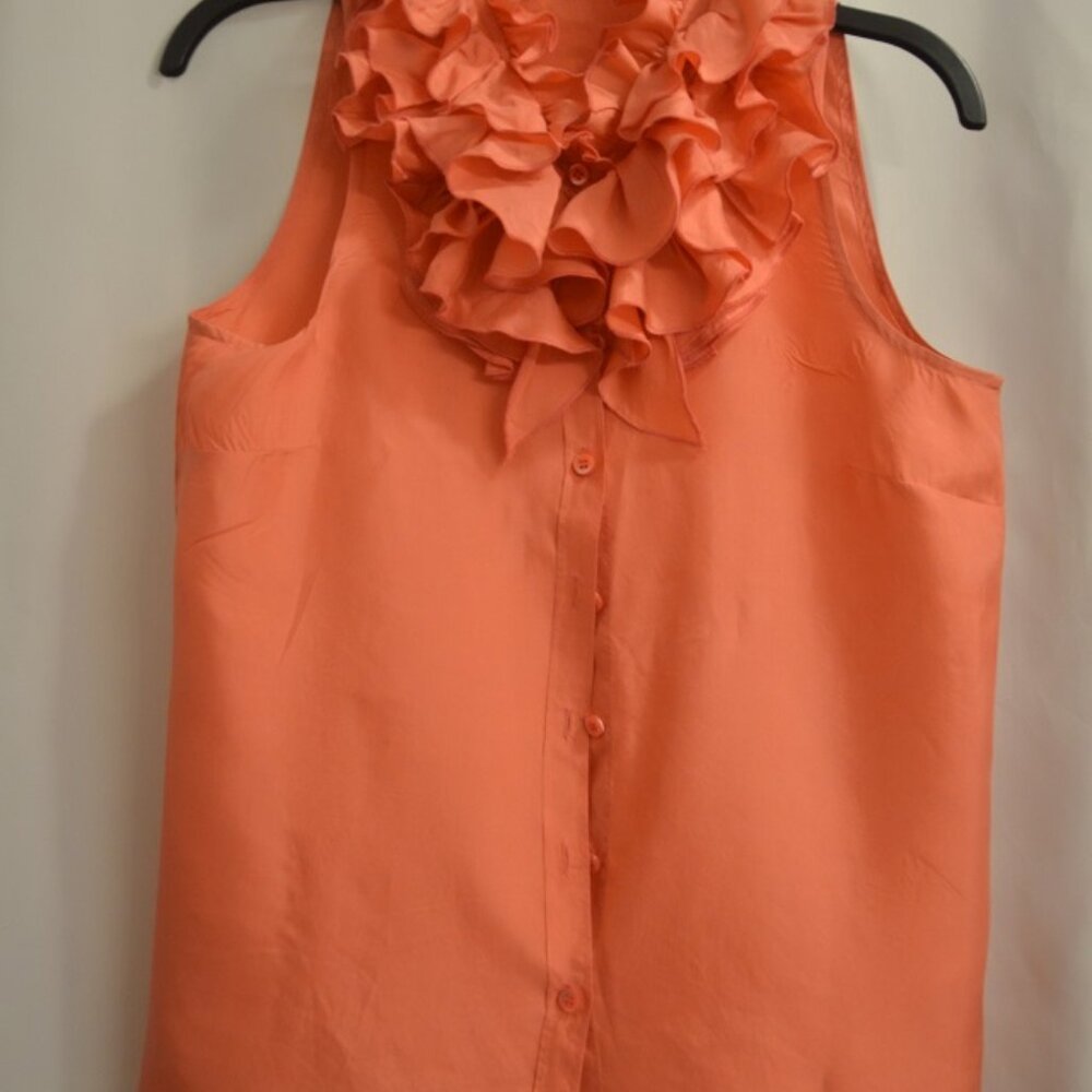 J CREW    100% Silk Blouse Coral  Size 4